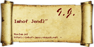 Imhof Jenő névjegykártya