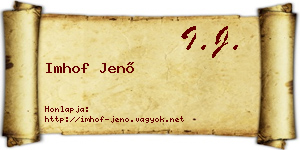 Imhof Jenő névjegykártya